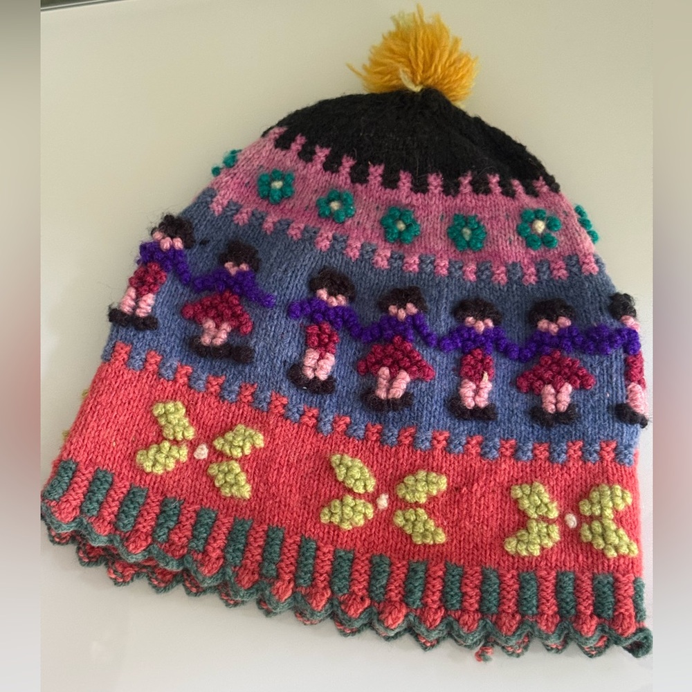 Colorful Knitted Peruvian wool  handmade chullo hat for women - warm winter NEW